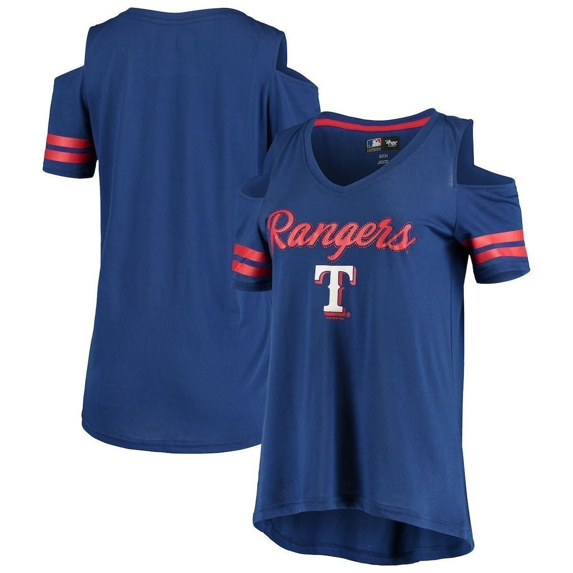 G-III 4Her By Carl Banks Women's Royal Texas Rangers Extra Inning Cold Shoulder V-Neck T-Shirt 1 G-III 4Her By Carl Banks Women's Royal Texas Rangers Extra Inning Cold Shoulder V-Neck T-Shirt