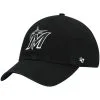 '47 Men's Miami Marlins Black On Black Logo Clean Up Adjustable Hat