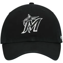 '47 Men's Miami Marlins Black On Black Logo Clean Up Adjustable Hat -Minnesota Twins Shop DSCO1140777432 1007 ALT2