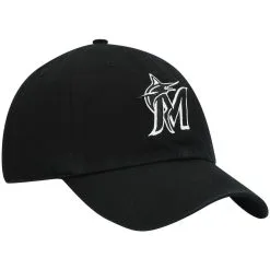 '47 Men's Miami Marlins Black On Black Logo Clean Up Adjustable Hat -Minnesota Twins Shop DSCO1140777432 1007 ALT3