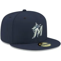New Era Men's Navy Miami Marlins White Logo 59FIFTY Fitted Hat -Minnesota Twins Shop DSCO1140777551 GZKZ ALT3