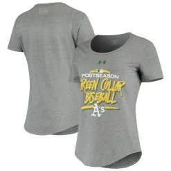 Under Armour Men's Heathered Gray Oakland Athletics 2018 Season Team Nation Tri-Blend Scoop Neck Performance T-Shirt