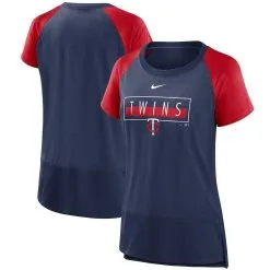 Nike Women's Navy Minnesota Twins Team Colors Fashion Performance Tri-Blend Raglan T-Shirt