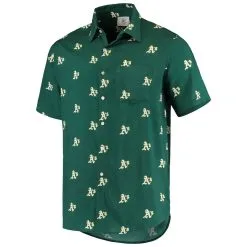 FOCO Men's Green Oakland Athletics Mini Print Logo Button-Up Shirt -Minnesota Twins Shop DSCO1140799589 2041 ALT2