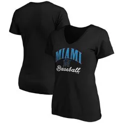 Fanatics Branded Women's Black Miami Marlins Victory Script V-Neck T-Shirt