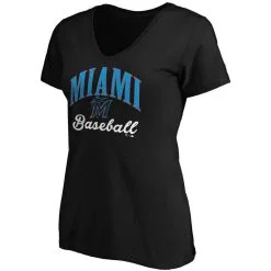 Fanatics Branded Women's Black Miami Marlins Victory Script V-Neck T-Shirt -Minnesota Twins Shop DSCO1140883457 1007 ALT2