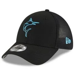 New Era Men's Black Miami Marlins 2023 Batting Practice 39THIRTY Flex Hat