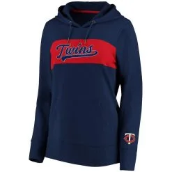 Fanatics Branded Women's Navy Minnesota Twins Tri-Blend Colorblock Pullover Hoodie -Minnesota Twins Shop DSCO1140933009 1320 ALT2