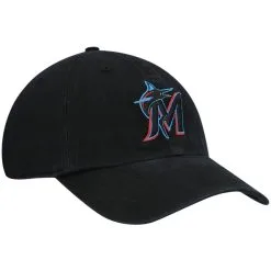 '47 Men's Black Miami Marlins Clean Up Adjustable Hat -Minnesota Twins Shop DSCO1141402665 1007 ALT3