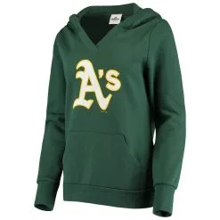Fanatics Branded Women's Green Oakland Athletics Logo V-Neck Pullover Hoodie -Minnesota Twins Shop DSCO1141432249 2041 ALT2
