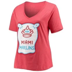 New Era Women's Heathered Red Miami Marlins City Connect Plus Size V-Neck T-Shirt 6 New Era Women's Heathered Red Miami Marlins City Connect Plus Size V-Neck T-Shirt -Minnesota Twins Shop DSCO1142120399 2910 ALT2