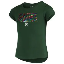 New Era Girls Youth Green Oakland Athletics Flip Sequin T-Shirt -Minnesota Twins Shop DSCO1142287659 2041 ALT2