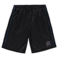 Profile Men's Black Miami Marlins Big & Tall Mesh Shorts
