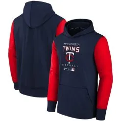 Nike Youth Navy/Red Minnesota Twins Authentic Collection Performance Pullover Hoodie