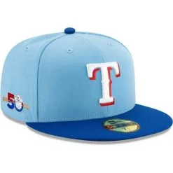 New Era Men's Light Blue/Royal Texas Rangers 50th Anniversary Authentic Collection On-Field 59FIFTY Fitted Hat