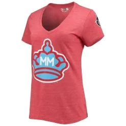 New Era Women's Heathered Red Miami Marlins City Connect Cap Logo Tri-Blend V-Neck T-Shirt -Minnesota Twins Shop DSCO1143202722 2910 ALT2