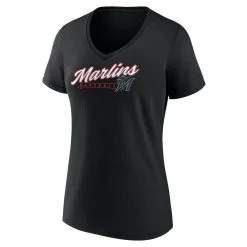 Fanatics Branded Women's Black Miami Marlins One & Only V-Neck T-Shirt -Minnesota Twins Shop DSCO1143782584 1007 ALT2