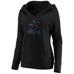 Fanatics Branded Women's Black Miami Marlins Core Team Crossover V-Neck Pullover Hoodie -Minnesota Twins Shop DSCO1143783038 1007 ALT2