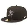 New Era Men's Black Miami Marlins Logo 59FIFTY Fitted Hat
