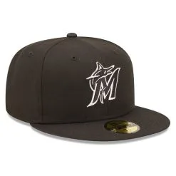 New Era Men's Black Miami Marlins Logo 59FIFTY Fitted Hat -Minnesota Twins Shop DSCO1144259682 1007 ALT3