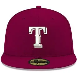 New Era Men's Cardinal Texas Rangers White Logo 59FIFTY Fitted Hat -Minnesota Twins Shop DSCO1145621945 M9JC ALT2