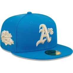 New Era Men's Blue Stone Oakland Athletics 1989 World Series Battle Of The Bay Undervisor 59FIFTY Fitted Hat