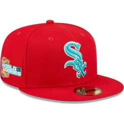 New Era Men's Scarlet Chicago White Sox 2005 World Series Teal Undervisor 59FIFTY Fitted Hat