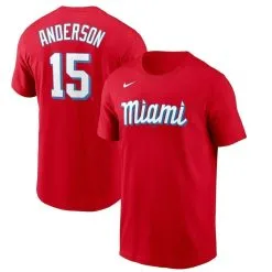 Nike Men's Brian Anderson Red Miami Marlins City Connect Name & Number T-Shirt