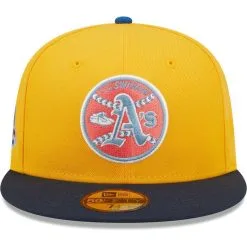 New Era Men's Gold/Navy Oakland Athletics 40th Anniversary Azure Undervisor 59FIFTY Fitted Hat -Minnesota Twins Shop DSCO1146288588 1853 ALT2