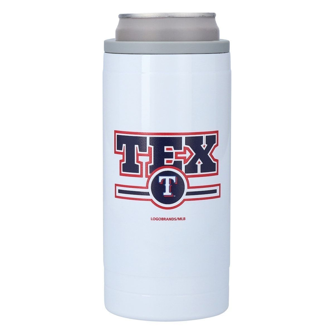 Logo Brands Texas Rangers 12oz. Letterman Slim Can Cooler 1 Logo Brands Texas Rangers 12oz. Letterman Slim Can Cooler
