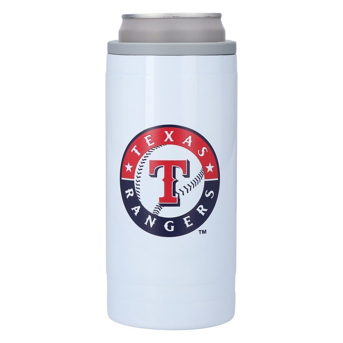 Logo Brands Texas Rangers 12oz. Letterman Slim Can Cooler 3 Logo Brands Texas Rangers 12oz. Letterman Slim Can Cooler - Image 3