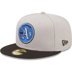 New Era Men's Gray/Black Oakland Athletics 40th Anniversary Undervisor 59FIFTY Fitted Hat -Minnesota Twins Shop DSCO1146364659 CKZW ALT3