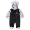 Outerstuff Newborn And Infant Black/Gray Miami Marlins Game Nap Teddy Fleece Bunting Full-Zip Sleeper