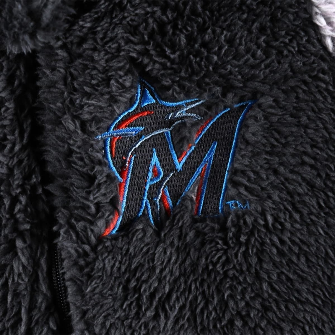 Outerstuff Newborn And Infant Black/Gray Miami Marlins Game Nap Teddy Fleece Bunting Full-Zip Sleeper 3 Outerstuff Newborn And Infant Black/Gray Miami Marlins Game Nap Teddy Fleece Bunting Full-Zip Sleeper - Image 3