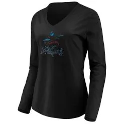 Fanatics Branded Women's Black Miami Marlins Core Team Long Sleeve V-Neck T-Shirt -Minnesota Twins Shop DSCO1146831149 1007 ALT2