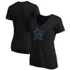 Fanatics Branded Women's Black Miami Marlins Plus Size Core Official Logo V-Neck T-Shirt