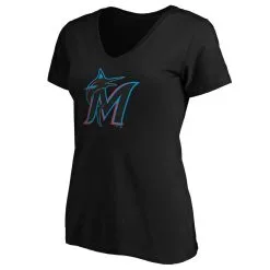 Fanatics Branded Women's Black Miami Marlins Plus Size Core Official Logo V-Neck T-Shirt -Minnesota Twins Shop DSCO1146831820 1007 ALT2