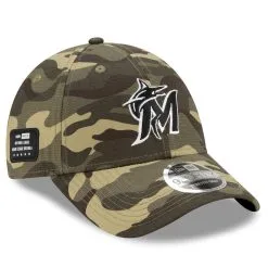 New Era Men's Camo Miami Marlins 2021 Armed Forces Day 9FORTY Adjustable Hat