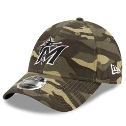New Era Men's Camo Miami Marlins 2021 Armed Forces Day 9FORTY Adjustable Hat -Minnesota Twins Shop DSCO1147016743 BGrd ALT3