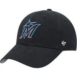 '47 Youth Black Miami Marlins MVP Adjustable Hat