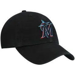 '47 Youth Black Miami Marlins Team Logo Clean Up Adjustable Hat -Minnesota Twins Shop DSCO1148301137 1007 ALT3