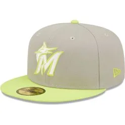 New Era Men's Gray/Green Miami Marlins 25th Anniversary Cyber 59FIFTY Fitted Hat -Minnesota Twins Shop DSCO1148301900 GREEGA ALT3
