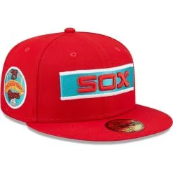 New Era Men's Scarlet Chicago White Sox 75th Anniversary Teal Undervisor 59FIFTY Fitted Hat