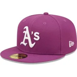 New Era Men's Grape Oakland Athletics Logo 59FIFTY Fitted Hat