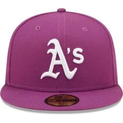 New Era Men's Grape Oakland Athletics Logo 59FIFTY Fitted Hat -Minnesota Twins Shop DSCO1148306756 2729 ALT2