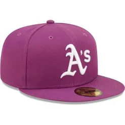 New Era Men's Grape Oakland Athletics Logo 59FIFTY Fitted Hat -Minnesota Twins Shop DSCO1148306756 2729 ALT3