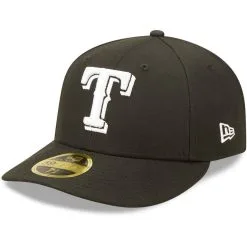 New Era Men's Texas Rangers Black & White Low 59FIFTY Fitted Hat