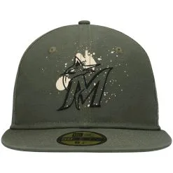 New Era Men's Olive Miami Marlins Splatter 59FIFTY Fitted Hat -Minnesota Twins Shop DSCO1148308229 2068 ALT2