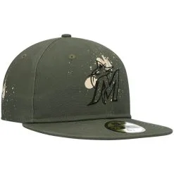 New Era Men's Olive Miami Marlins Splatter 59FIFTY Fitted Hat -Minnesota Twins Shop DSCO1148308229 2068 ALT3