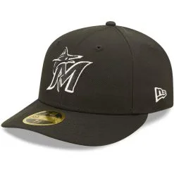 New Era Men's Miami Marlins Black & White Low 59FIFTY Fitted Hat